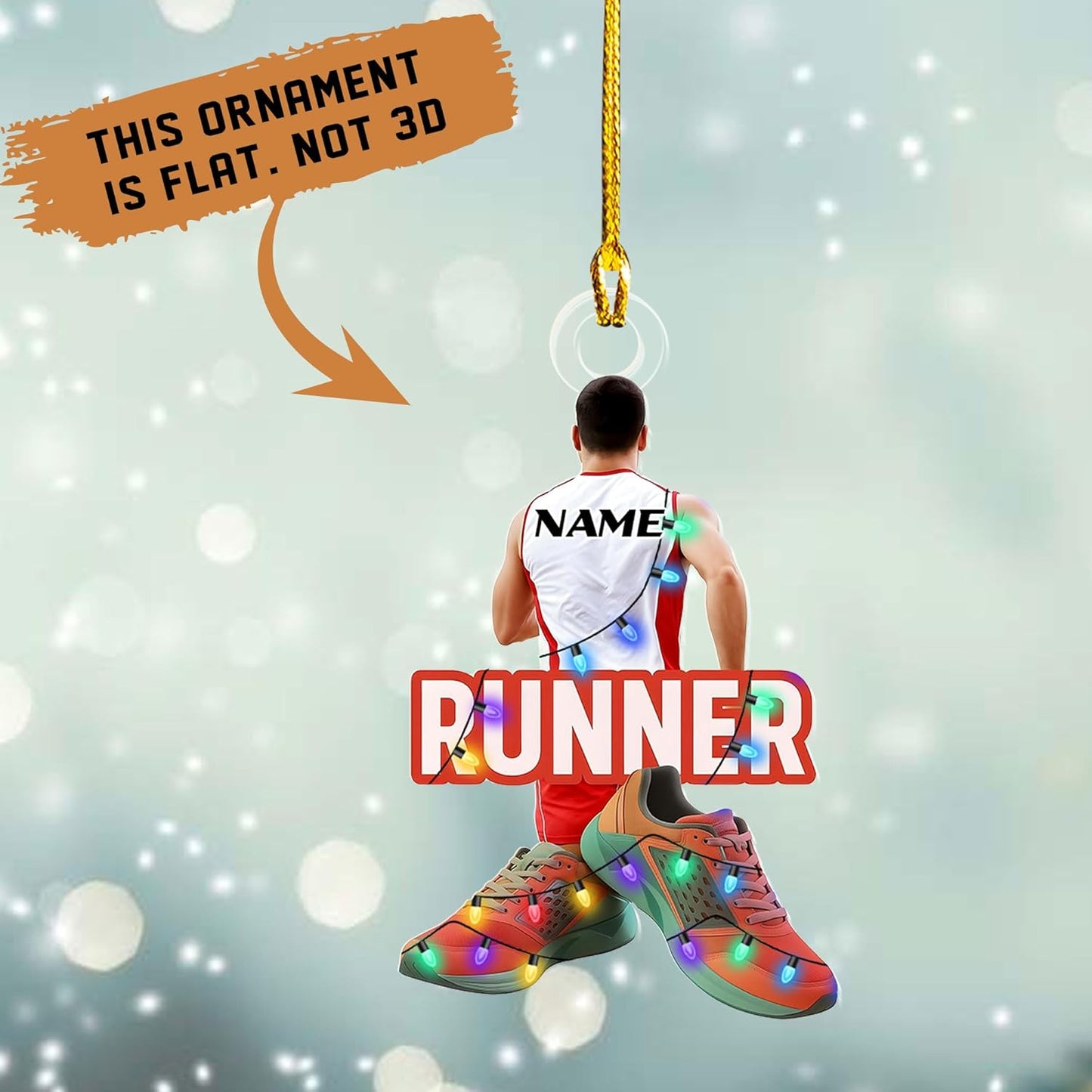 Custom Running 2D Flat Ornament – Personalized Marathon Acrylic Gift, Athlete Christmas Decoration TM7