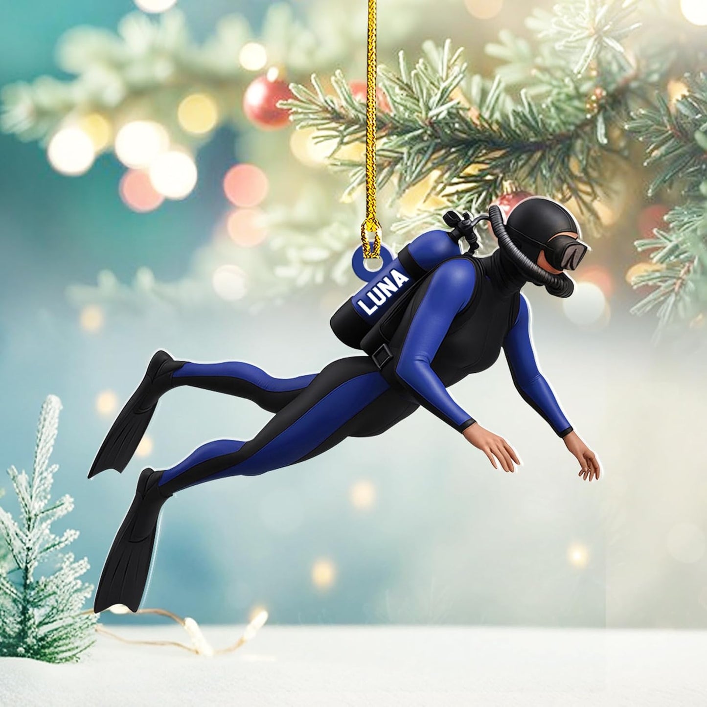 Custom Scuba Diver Ornament – Personalized Acrylic Christmas Tree Decoration, Gift for Divers and Swimmers TSD28