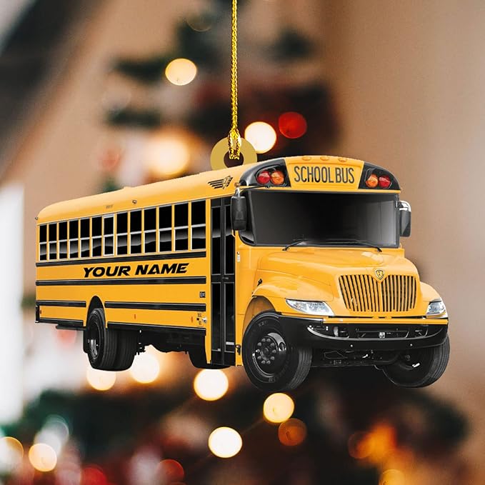 Personalized School Bus Ornament - Bus Driver Christmas Gift L3