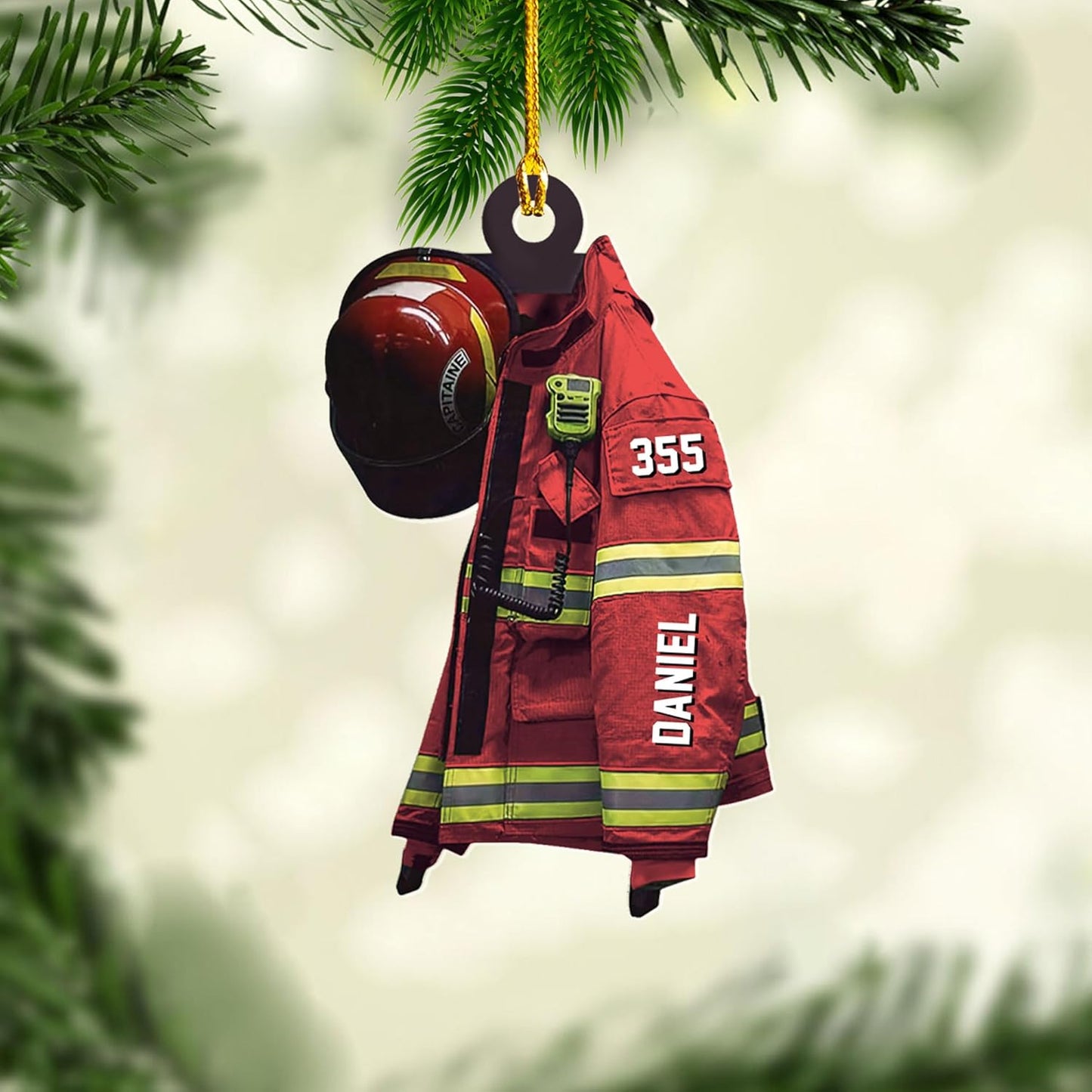 Personalized Firefighter Uniform Christmas Ornament Style 15