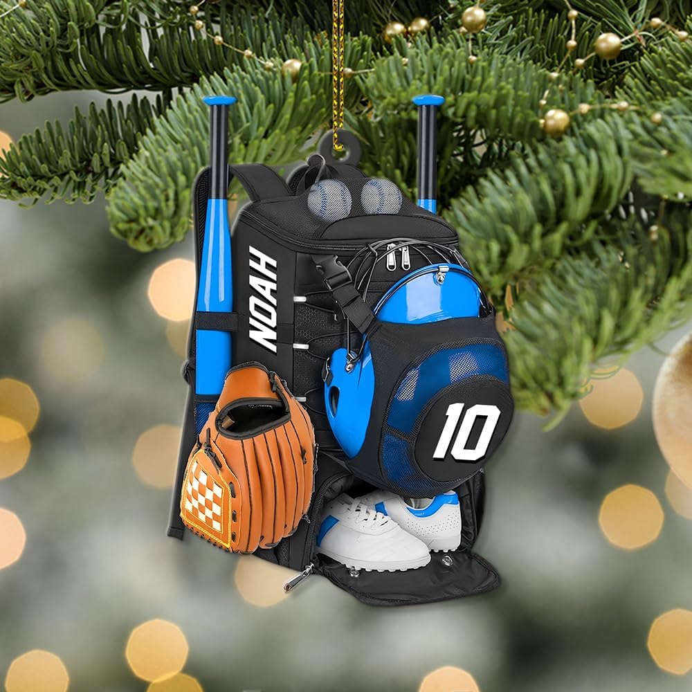 Personalized Baseball Christmas Ornament – Custom Name Acrylic Ornament, Sports Holiday Decoration, Baseball Player Gift TH3