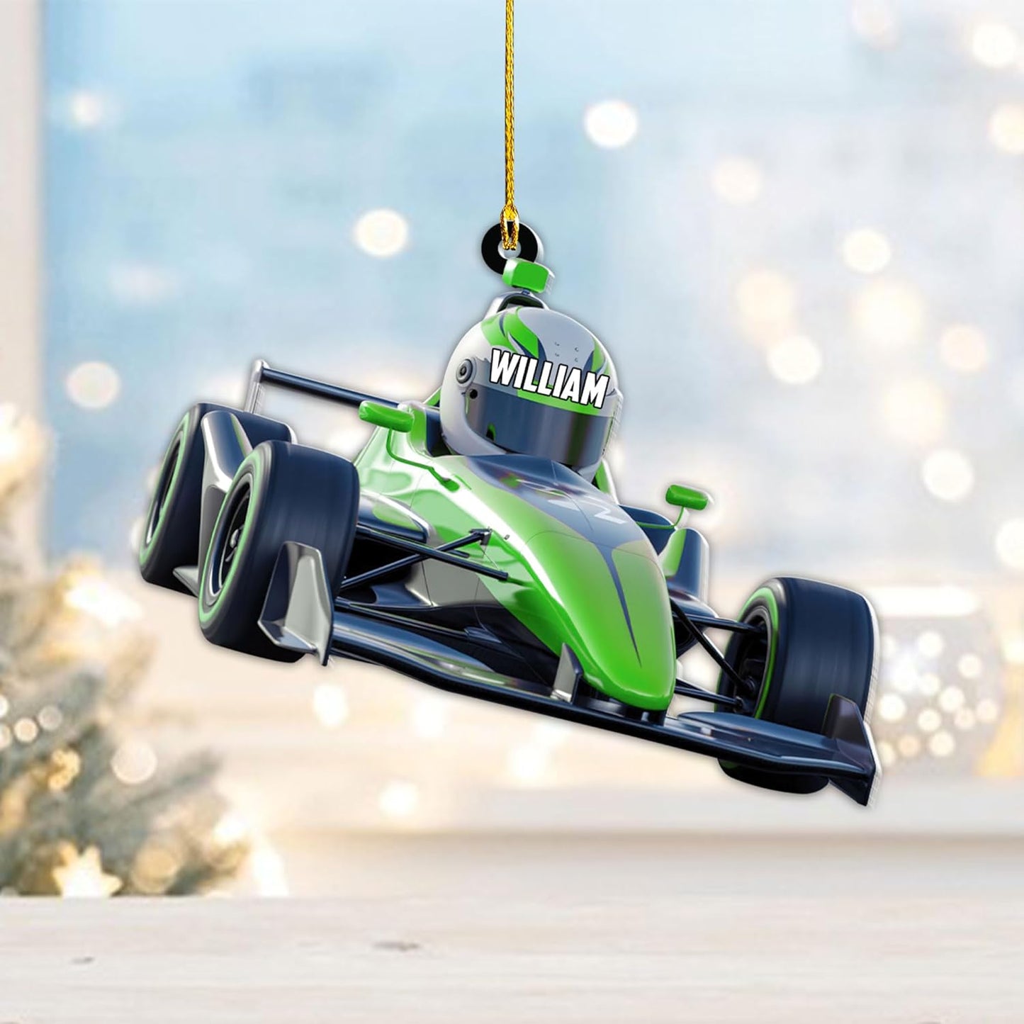 Custom Race Car Christmas Ornament – Personalized Acrylic Racing Car Decoration, Motorsport Gift for Drivers TR8