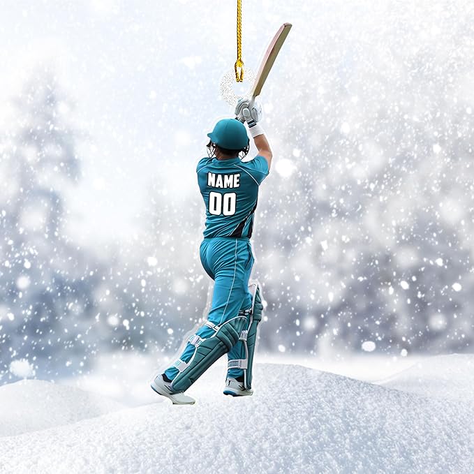 Personalized Cricket Christmas Ornament 2025, Custom Cricket Bat Ornament NO6