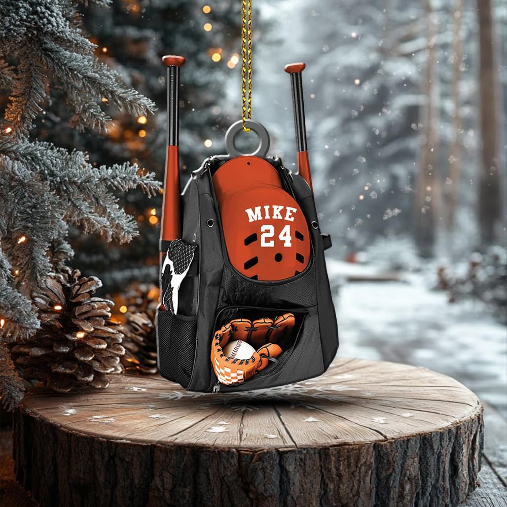 Personalized Baseball Christmas Ornament – Custom Name Acrylic Ornament, Sports Holiday Decoration, Baseball Player Gift TH12