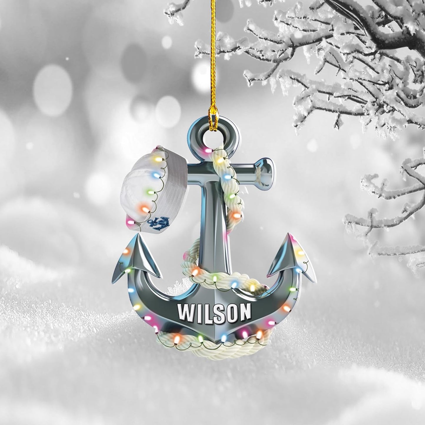 Personalized Sailor Ornament – Custom Captain Sailor Acrylic Ornament, Unique Sailing Glass Keepsake, Navy Captain Holiday Gift for Sailors TS8