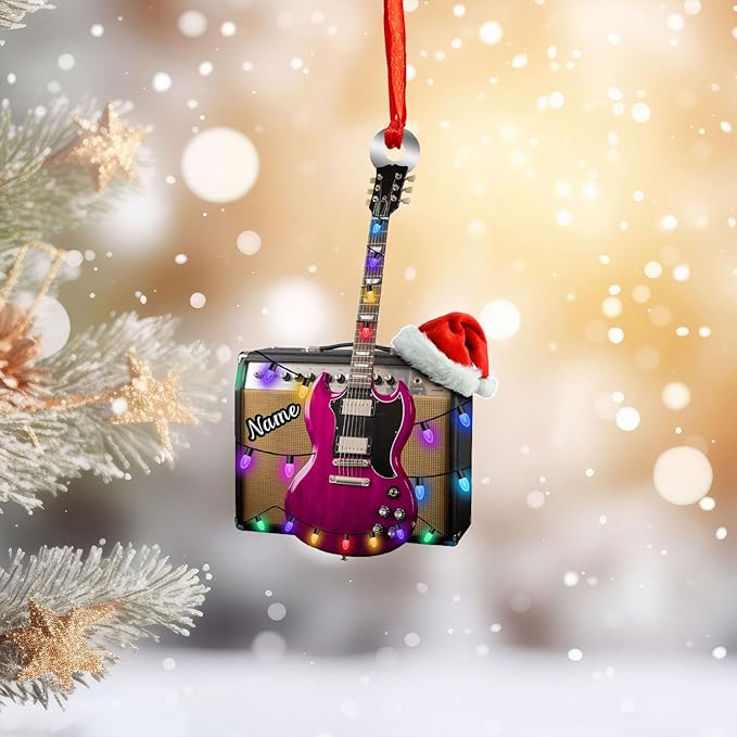 Custom Electric and Acoustic Guitar Christmas Ornament - Guitar Ornament Gift LL20