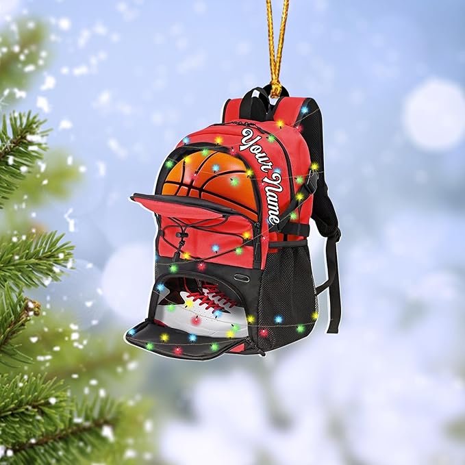 Personalized Basketball Christmas Ornament – Custom Name Acrylic Ornament, Sports Holiday Decoration, Basketball Player Gift N24