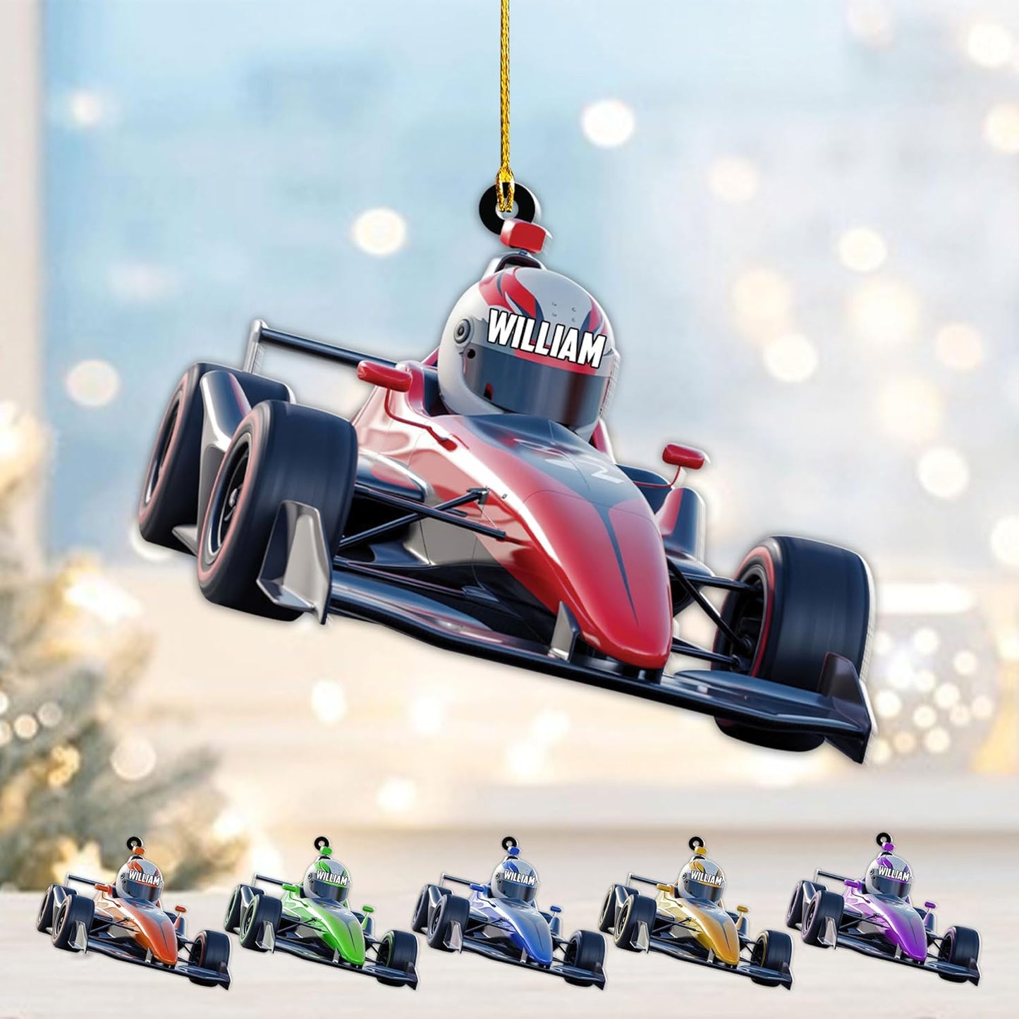 Custom Race Car Christmas Ornament – Personalized Acrylic Racing Car Decoration, Motorsport Gift for Drivers TR8