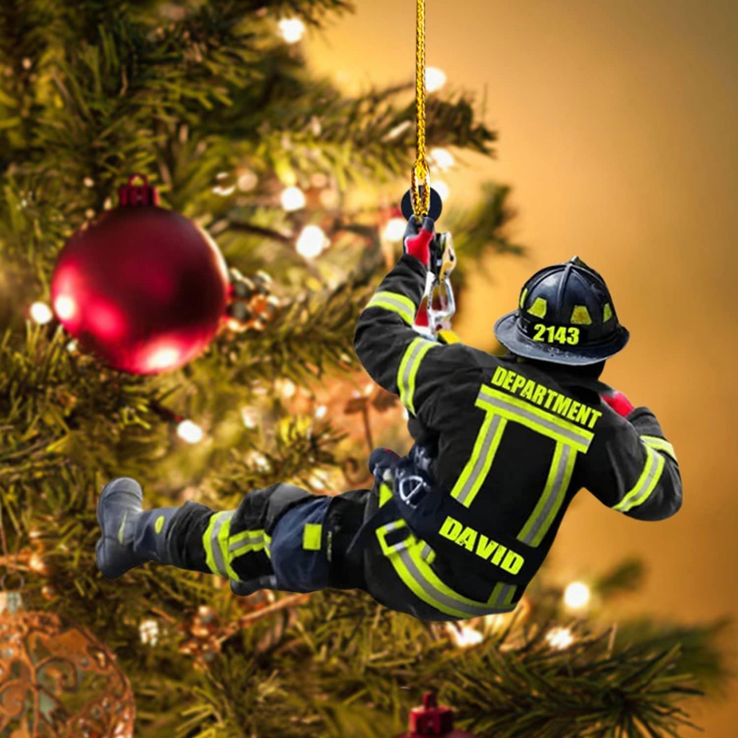 Personalized Firefighter Christmas Ornament Style 1