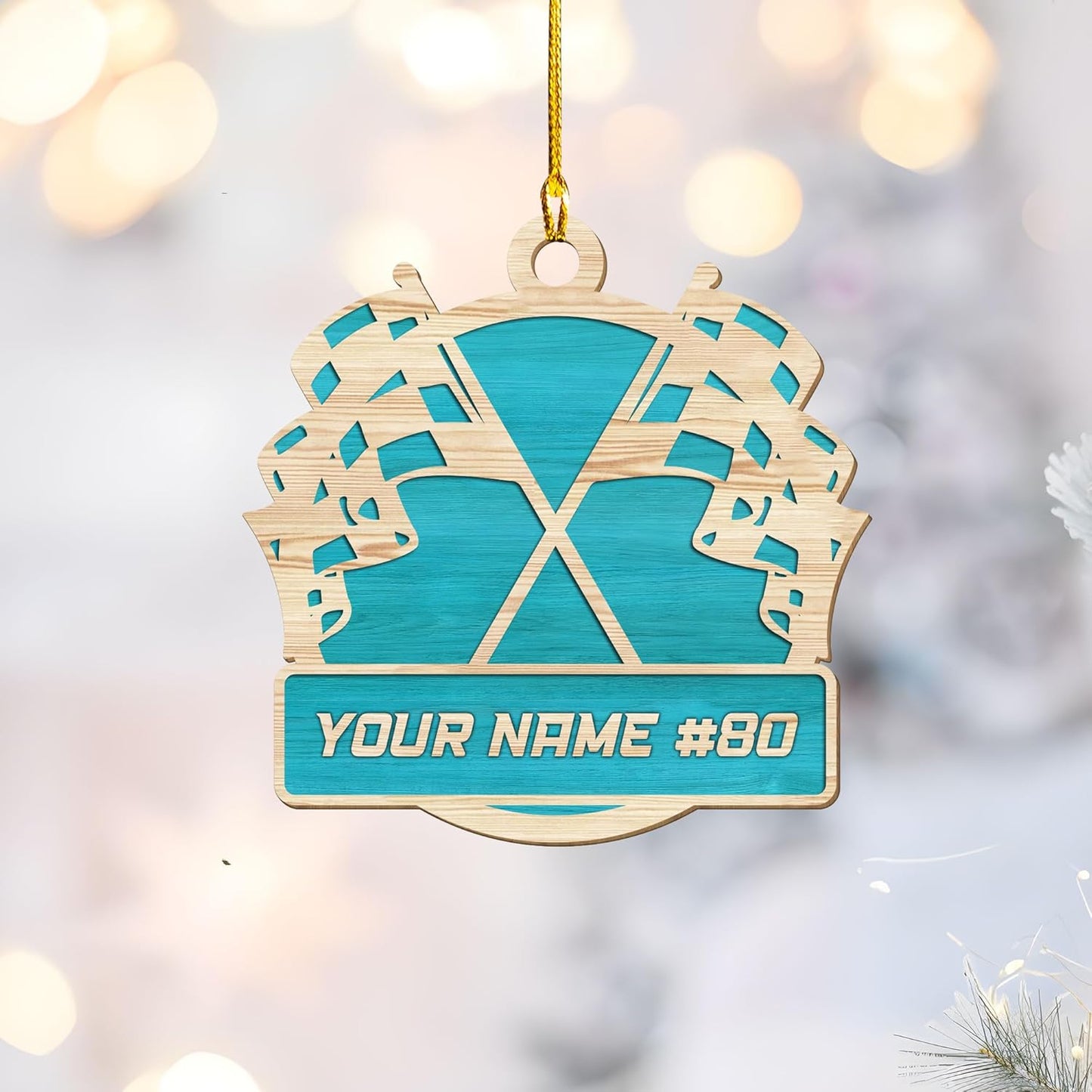 Personalized Racing Car Wood Ornament – Custom Name Race Car Christmas Decoration, Car Lover Gift TR13