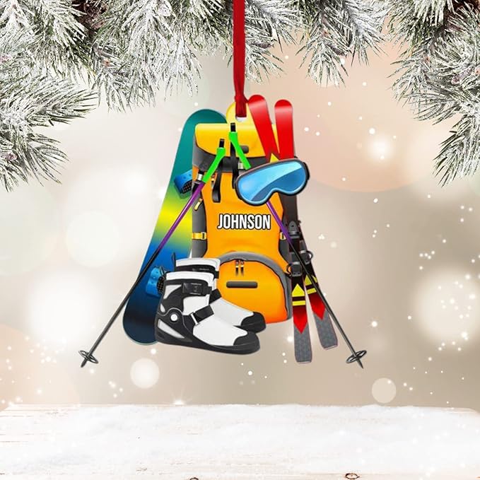 Personalized Snow Skiing Ornament, Custom Colored Skiing Mask Shape Ornament N17