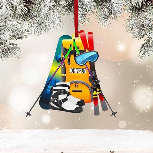 Personalized Snow Skiing Ornament, Custom Colored Skiing Mask Shape Ornament N17