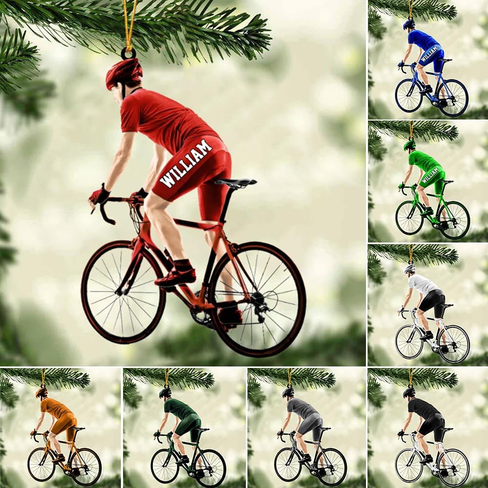 Personalized Cycling Ornament – Custom Name Acrylic Bicycle Ornament, Unique Gift for Cyclists & Bike Lovers 2025 TC10