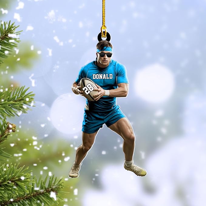 Personalized Rugby Player Christmas Gift for Sports Lovers - Rugby Ornament LL10