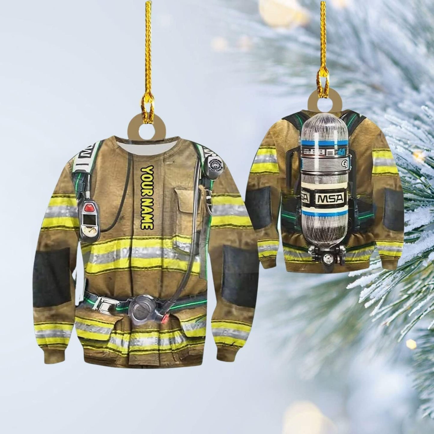 Personalized Firefighter Uniform Christmas Ornament Style 6