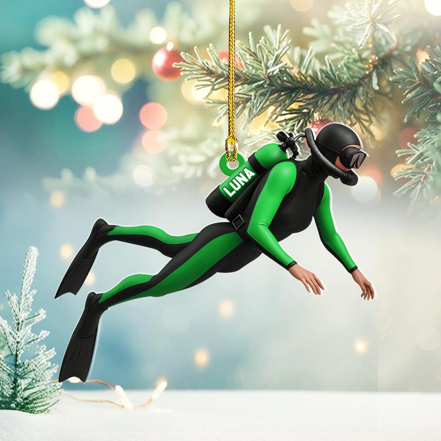Custom Scuba Diver Ornament – Personalized Acrylic Christmas Tree Decoration, Gift for Divers and Swimmers TSD28