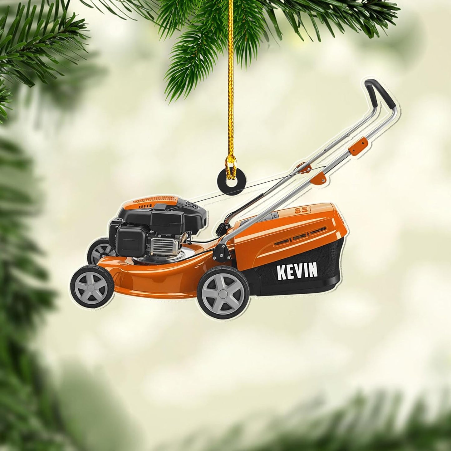 Personalized Lawn Mower Christmas Ornament | Custom Name Gardening Holiday Keepsake Gift for Gardeners & Lawn Care Workers TG65