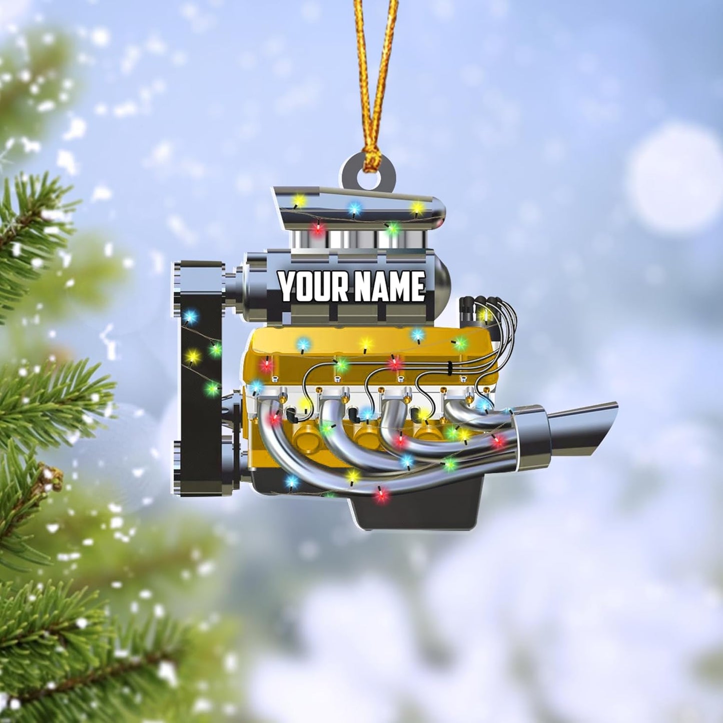 Personalized Racing Car Ornament – Custom Acrylic Drag Racing Christmas Decoration, Gift for Car Lovers and Drivers TR22