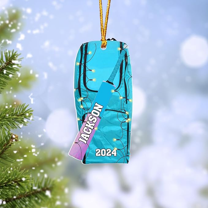 Personalized Cricket Christmas Ornament 2025, Custom Cricket Bat Ornament N18