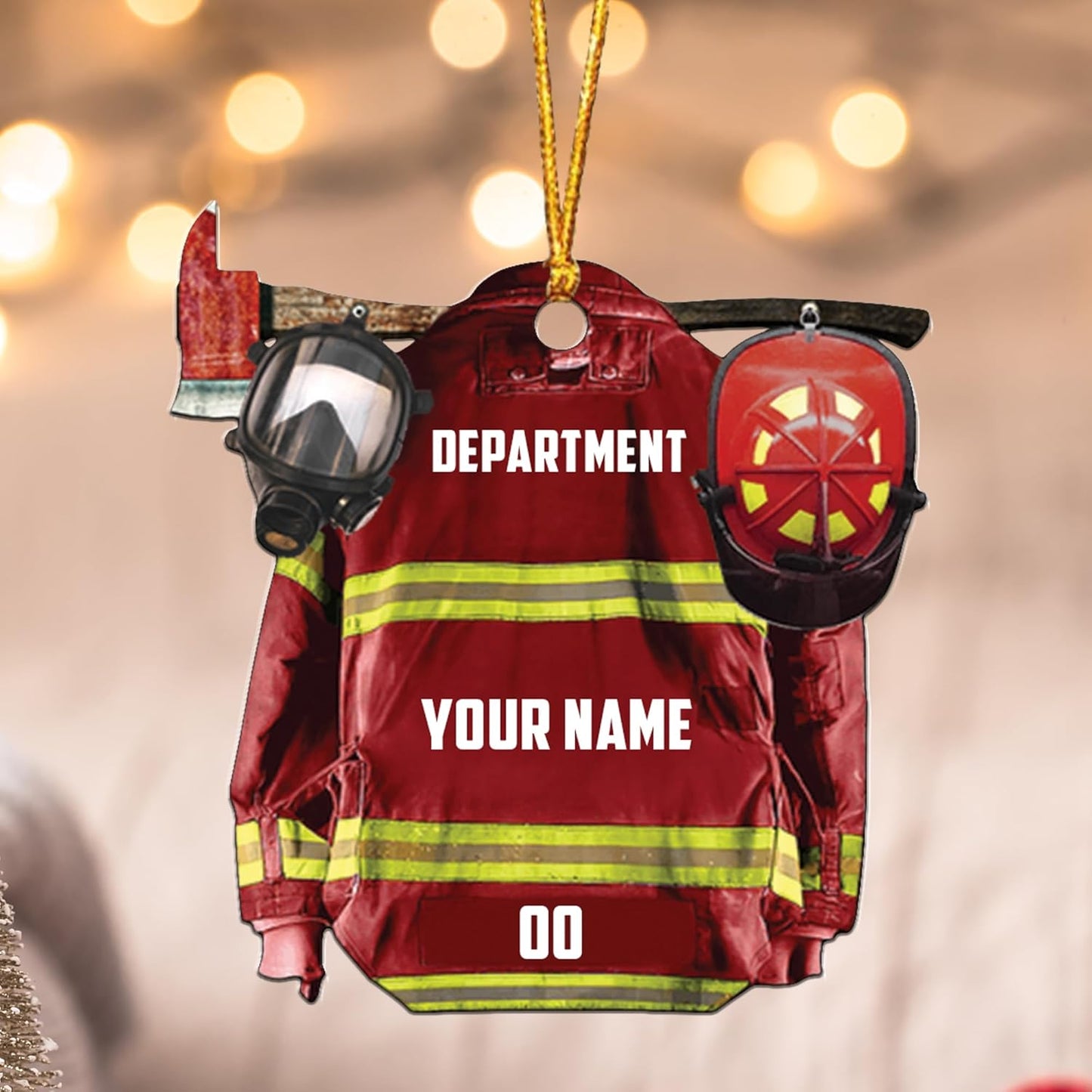 Personalized Firefighter Uniform Christmas Ornament Style 9