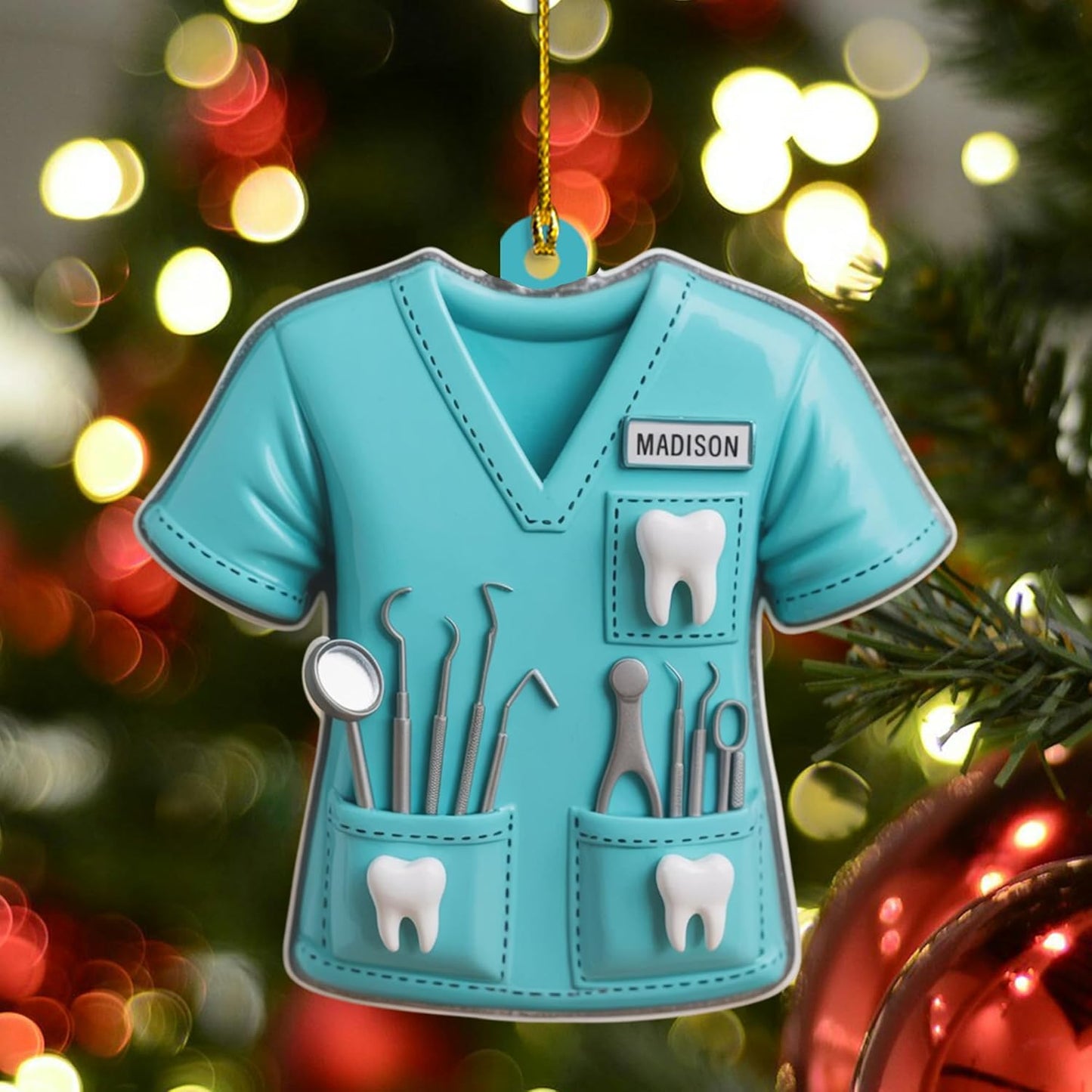 Personalized Dentist Uniform Christmas Ornament