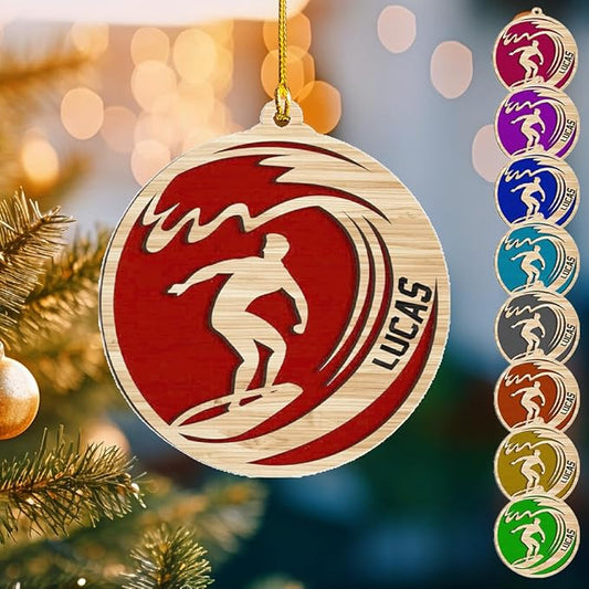 Personalized Surfboard Christmas Ornament - Surfing Tree Decoration Gift for Surfers LL17