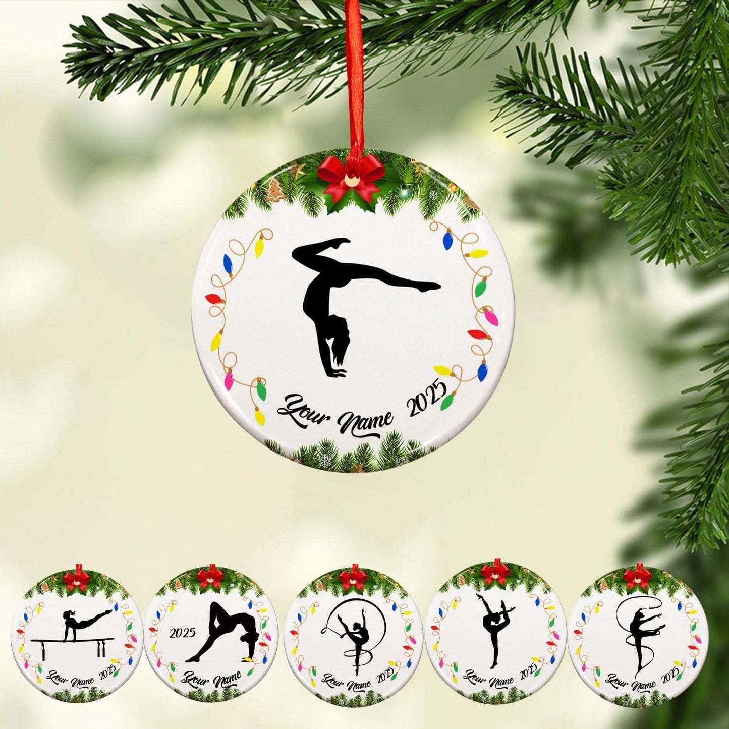 Personalized Name Gymnastics Ornament 2025, Girl Gymnast Ornaments, Wood Ornament for Xmas C05