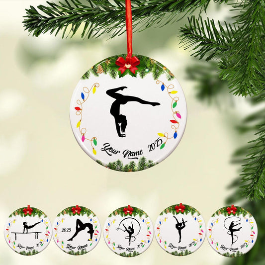 Personalized Name Gymnastics Ornament 2025, Girl Gymnast Ornaments, Wood Ornament for Xmas C05