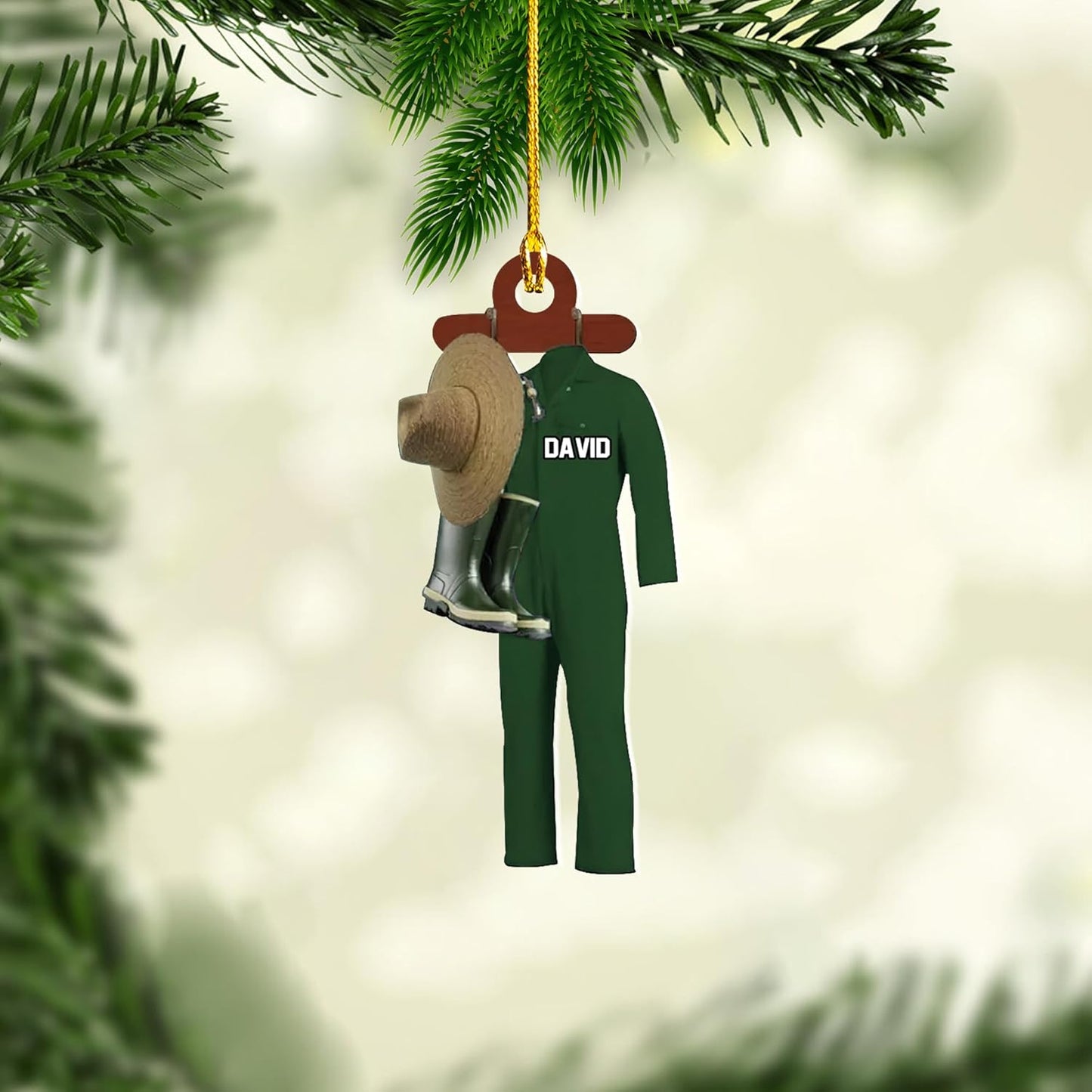 Personalized Gardening Acrylic Ornament – Custom Name Garden Tools Christmas Tree Decoration for Gardeners & Plant Lovers TG12