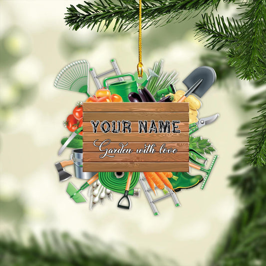 Custom Name Garden Equipment Ornament | Gardener Christmas Tree Decor Gift for Plant & Nature Lovers TG83