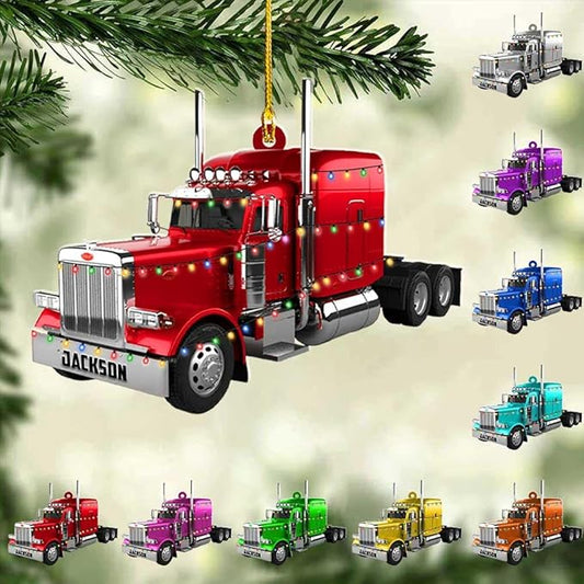Personalized Semi Truck Christmas Decor - Truck Driver Ornament Gift L7