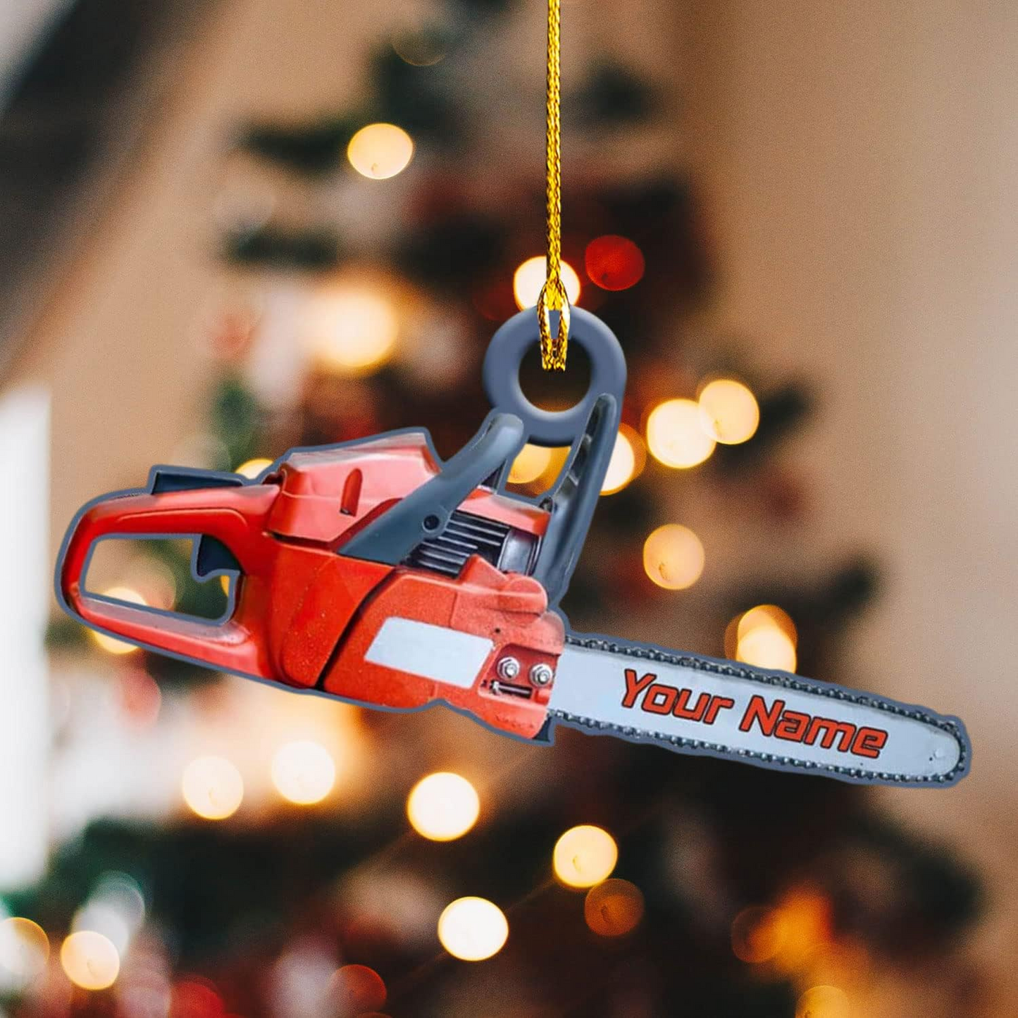 Personalized Chainsaw Ornament – Carpenter Lumberjack Christmas Ornament Style 10
