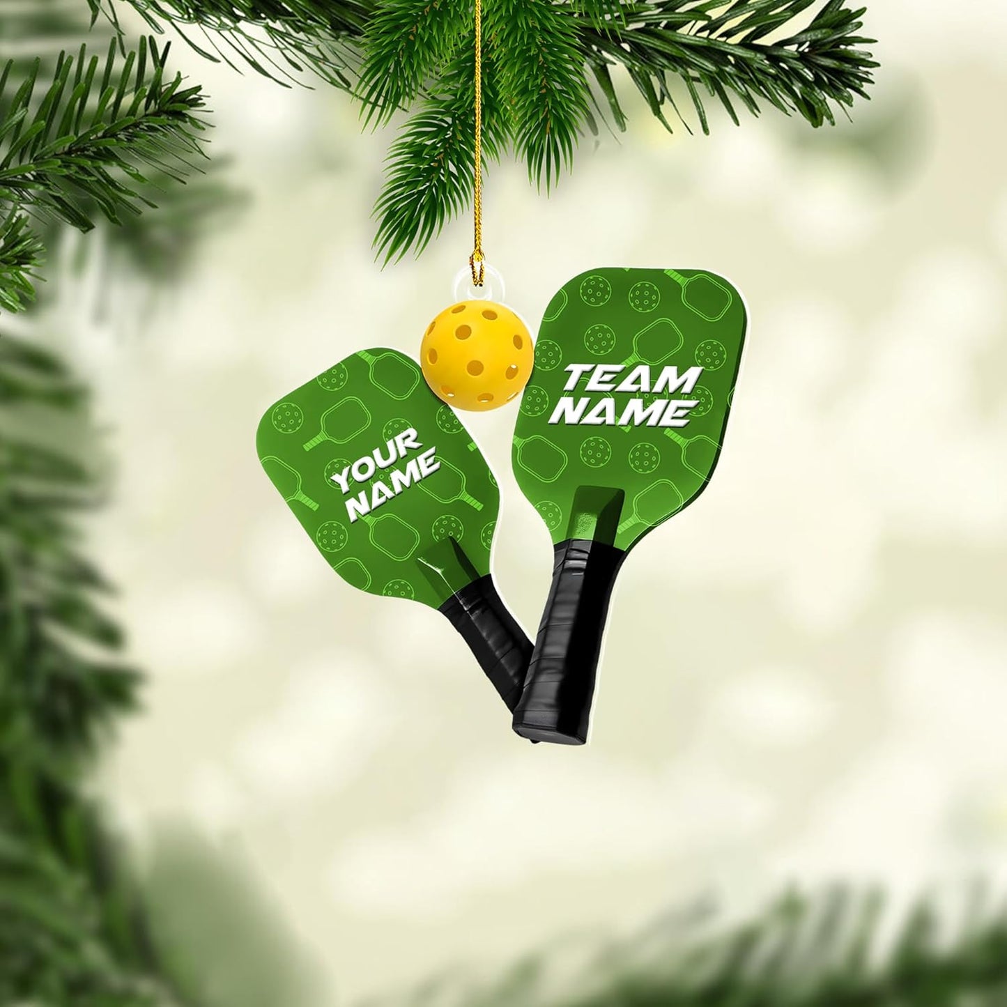 Custom Name & Team Name Pickleball Christmas Ornament