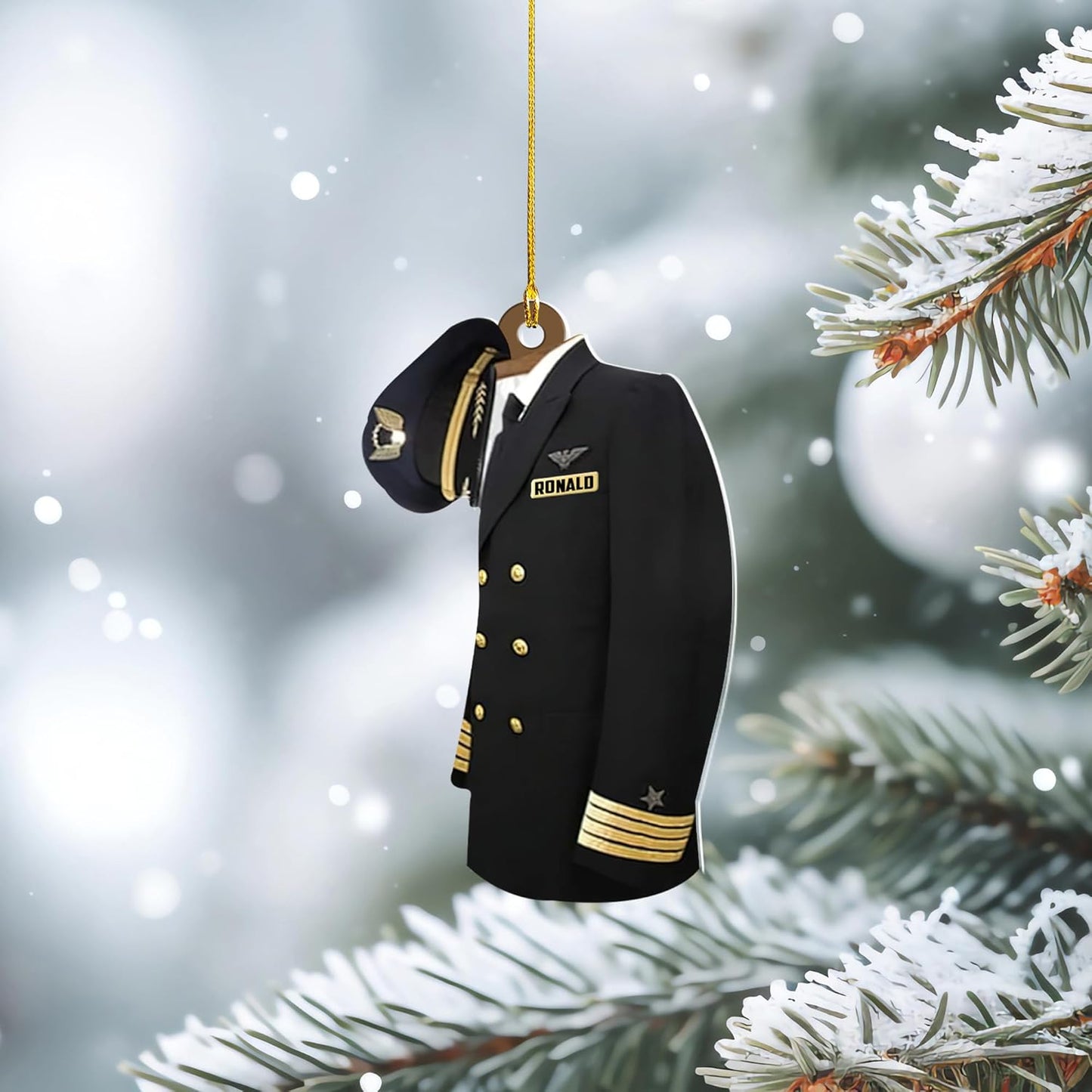 Custom Name Pilot Uniform Christmas Ornament Style 4