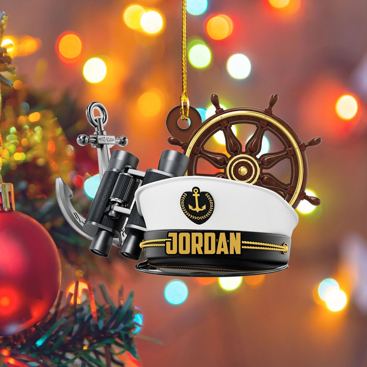 Custom Name Sailor Ornament – Personalized Captain Acrylic Sailing Ornament, Nautical Christmas Tree Decoration for Navy Lovers TS30