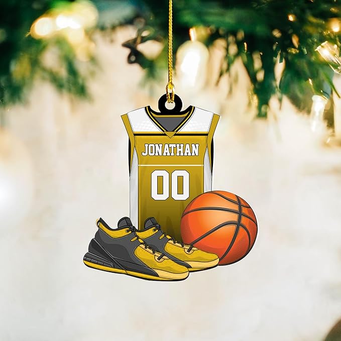 Personalized Basketball Christmas Ornament – Custom Name Acrylic Ornament, Sports Holiday Decoration, Basketball Player Gift N02