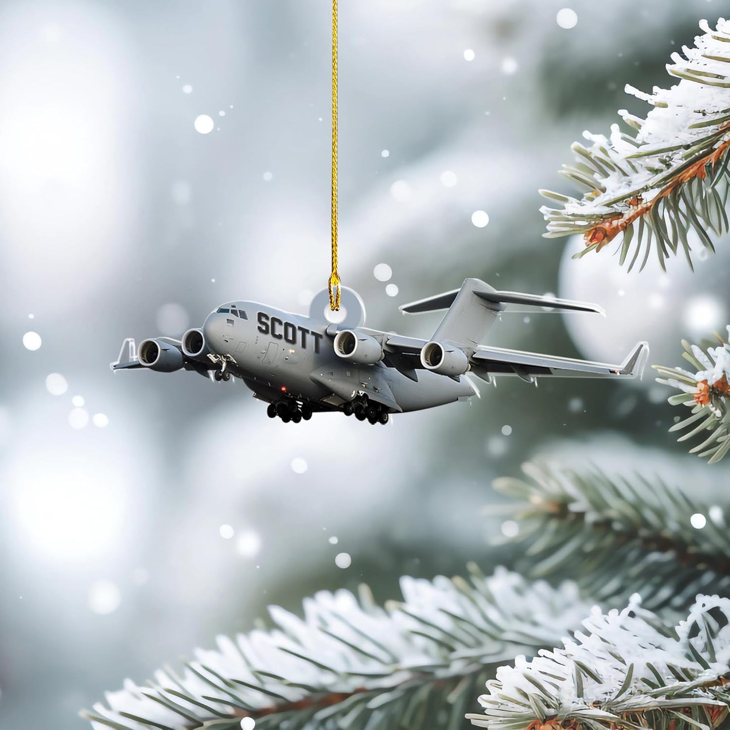 Personalized Airplane Pilot Christmas Ornament Style 3