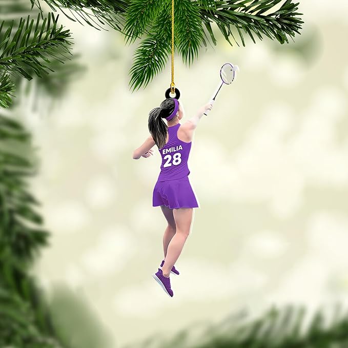 Pesonalized Christmas Gift for Badminton Players, Sports Lovers Badminton Ornament LL34