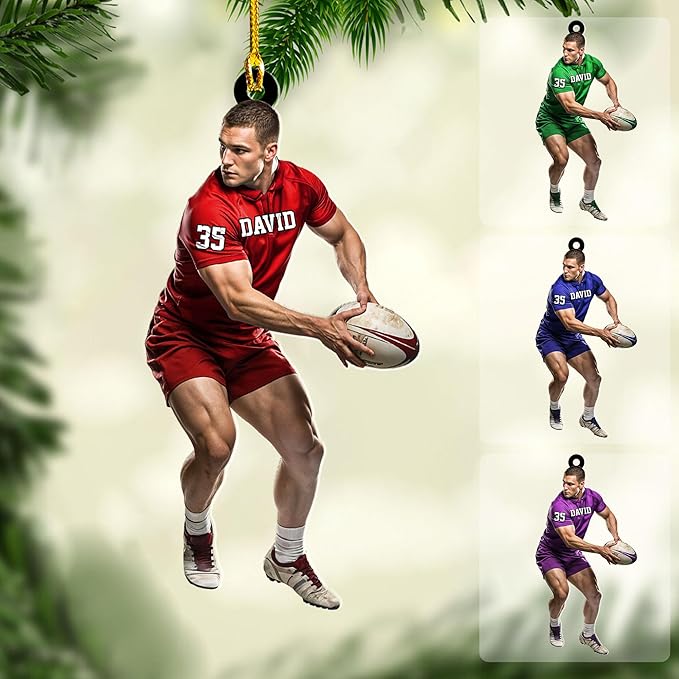 Personalized Rugby Player Christmas Gift for Sports Lovers - Rugby Ornament LL8