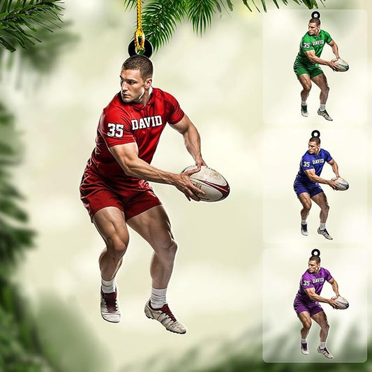 Personalized Rugby Player Christmas Gift for Sports Lovers - Rugby Ornament LL8