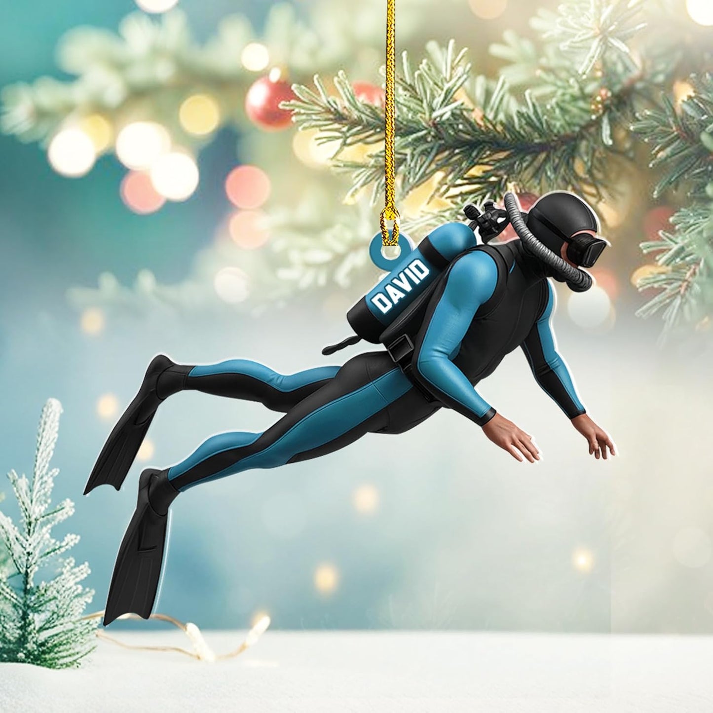 Custom Scuba Diver Ornament – Personalized Acrylic Christmas Tree Decoration, Gift for Divers and Swimmers TSD27
