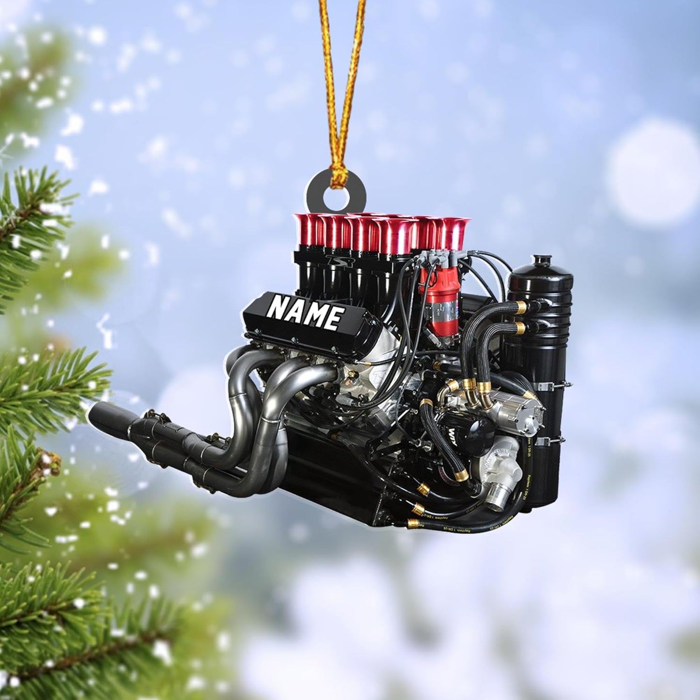 Personalized Racing Car Ornament – Custom Acrylic Drag Racing Christmas Decoration, Gift for Car Lovers and Drivers TR24