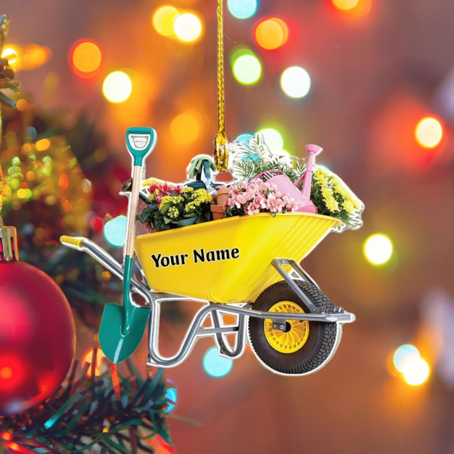 Custom Gardening Ornament with Name – Garden Tools Acrylic Christmas Decor for Gardeners & Green Thumb Lovers TG43