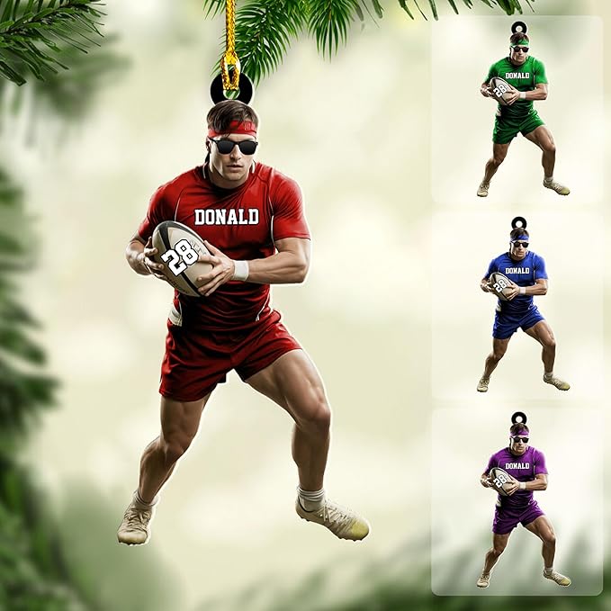 Personalized Rugby Player Christmas Gift for Sports Lovers - Rugby Ornament LL10