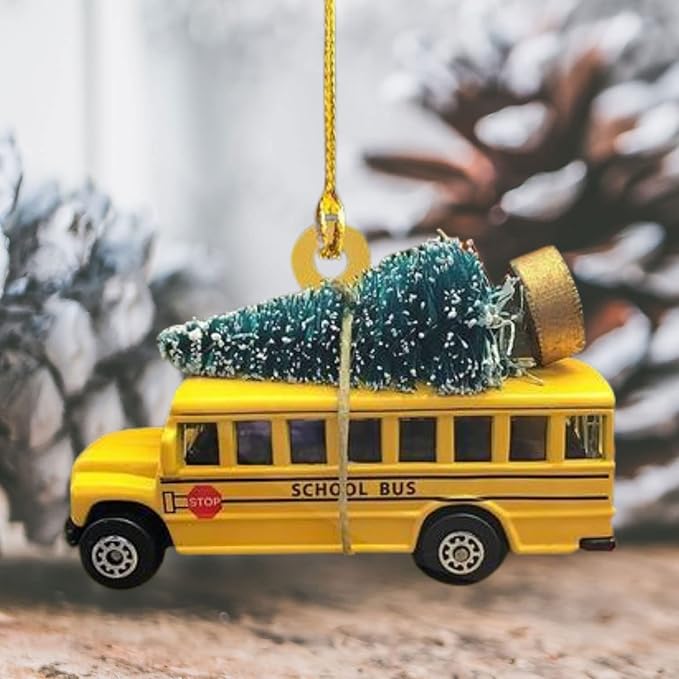 Personalized School Bus Ornament - Bus Driver Christmas Gift L2