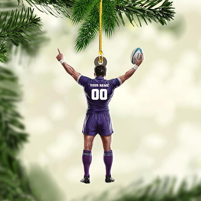 Personalized Rugby Player Christmas Gift for Sports Lovers - Rugby Ornament LL30