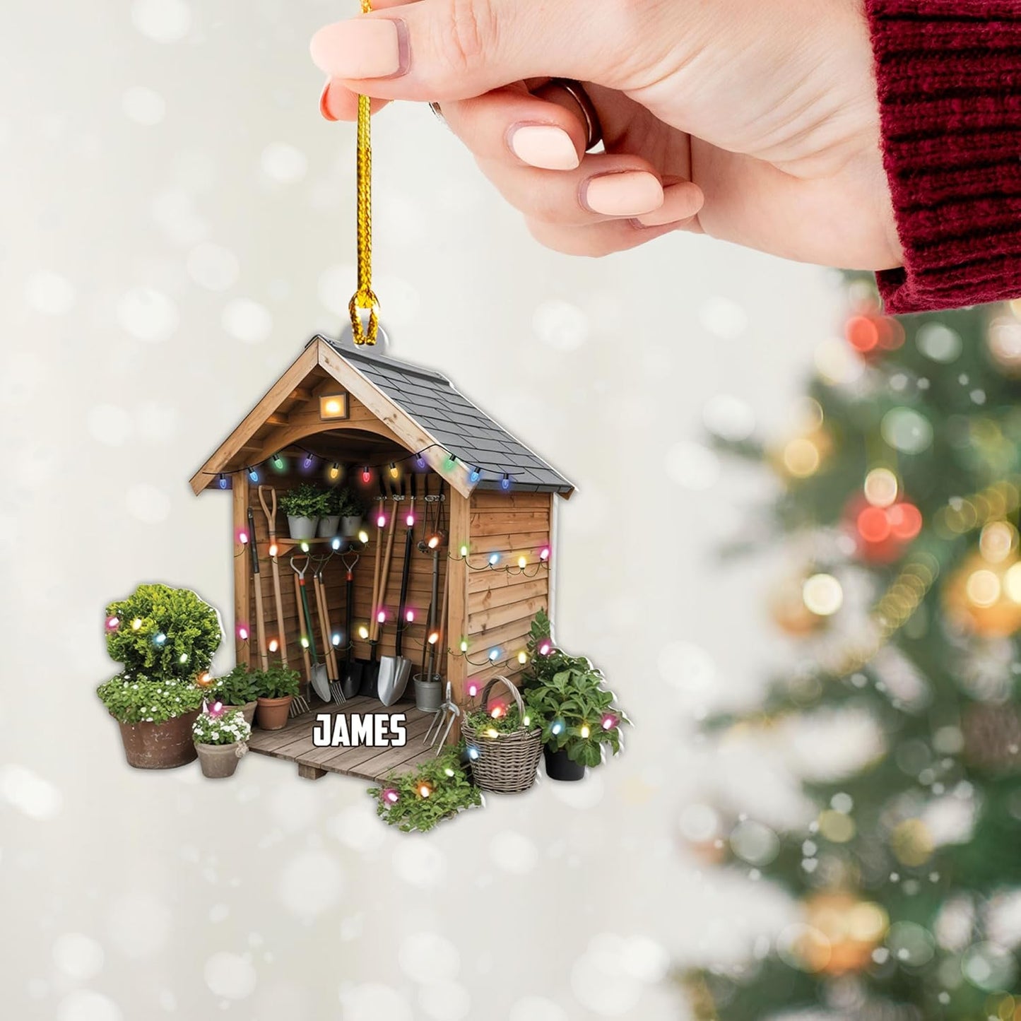 Custom Name Garden Equipment Ornament | Gardener Christmas Tree Decor Gift for Plant & Nature Lovers TG75