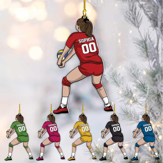 Personalized Volleyball Christmas Ornament – Custom Name Acrylic Ornament, Team Sports Holiday Decor, Volleyball Player Gift, Custom Xmas Keepsake TV5