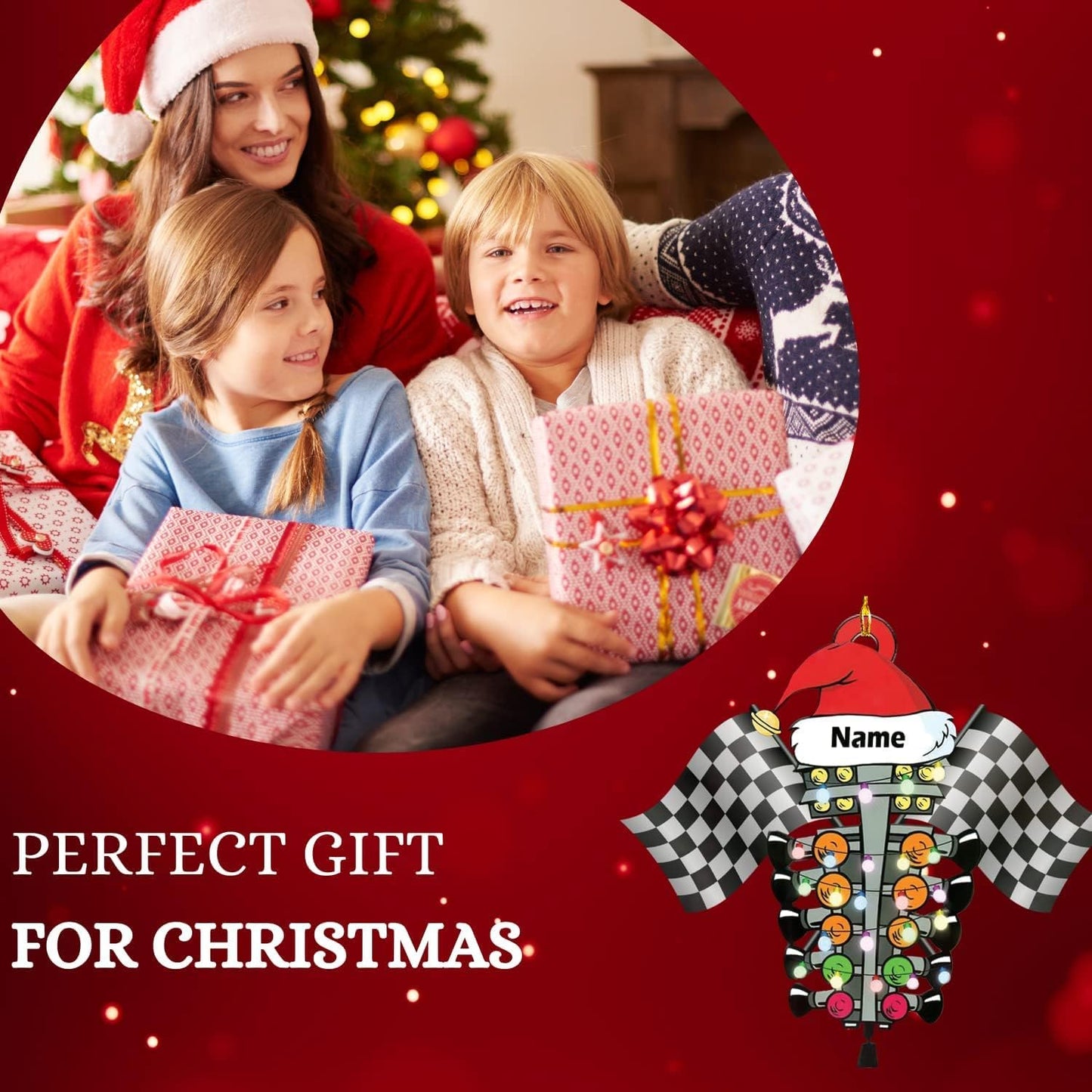 Personalized Racing Car Ornament – Custom Name Acrylic Race Car Christmas Decoration, Car Lover Gift TR15