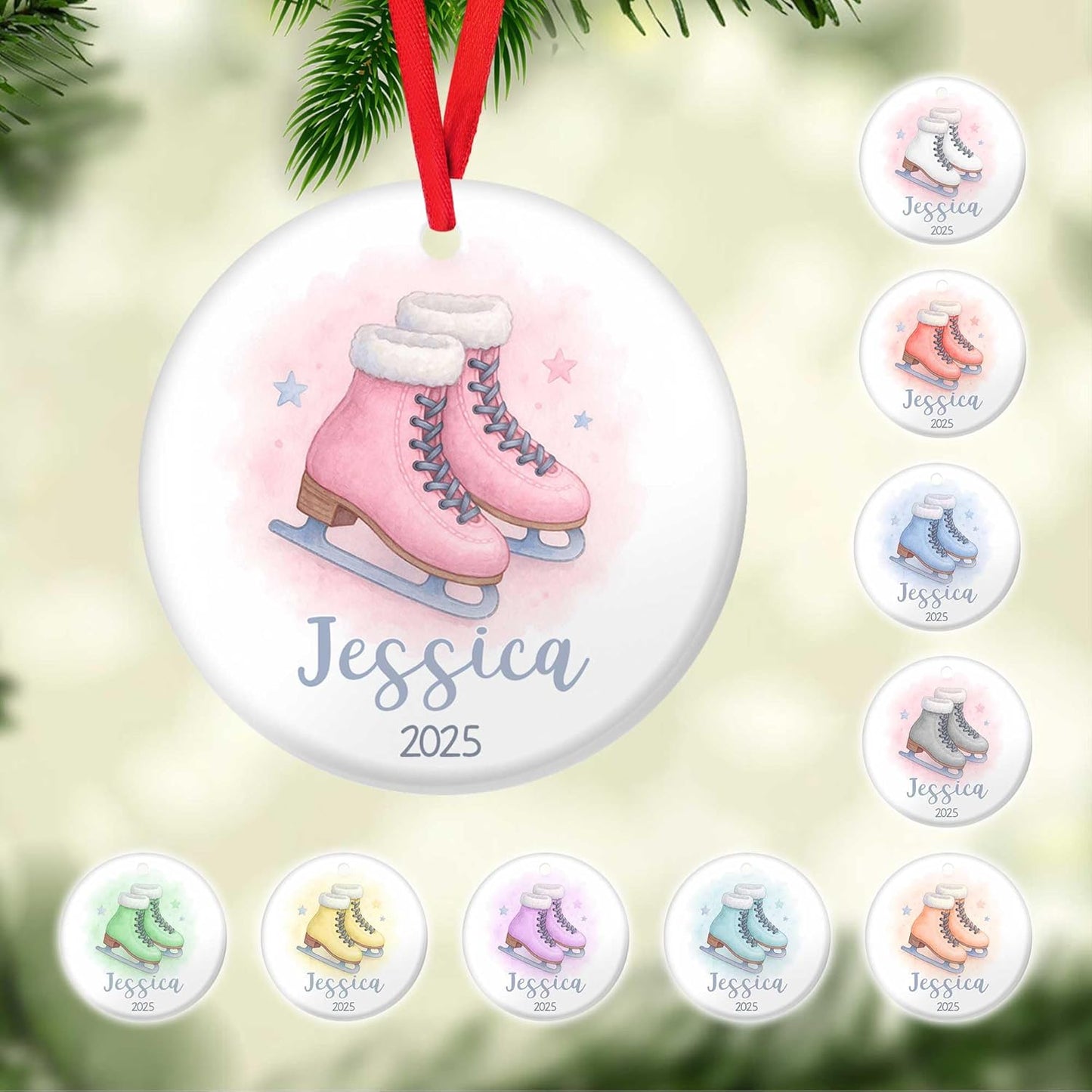 Personalized Ice Skating Christmas Ornament N03
